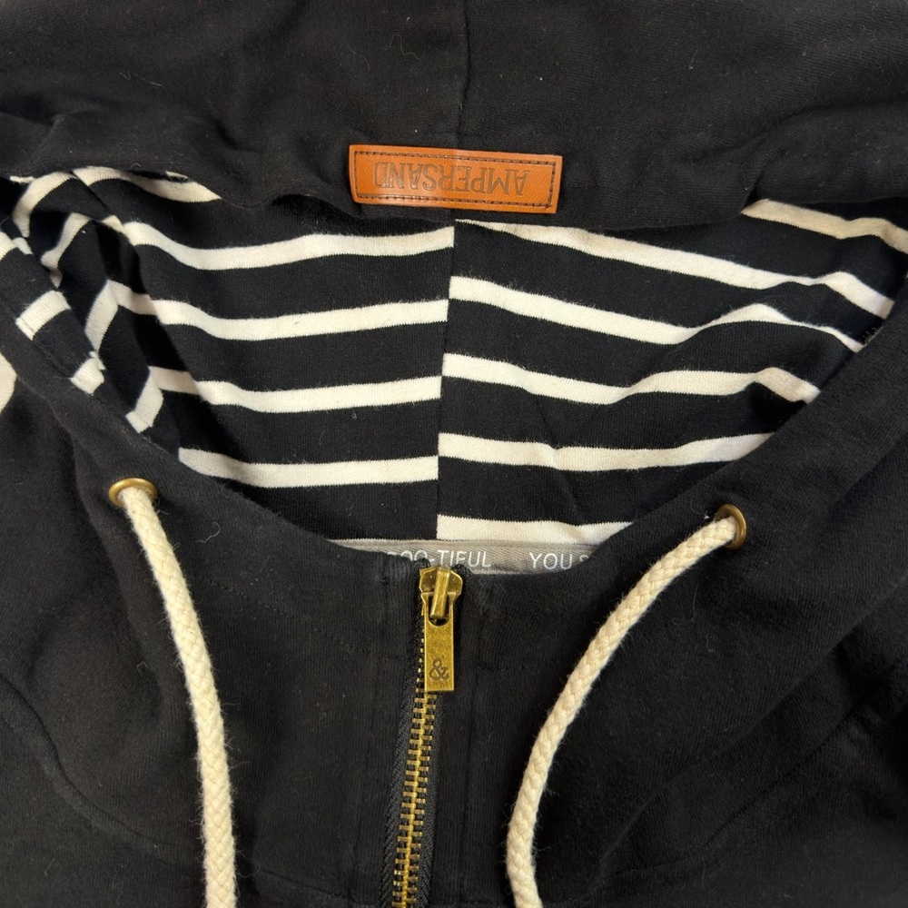 Ampersand Avenue Black & White Full Zip Hoodie Womens Size M - Picture 5 of 10